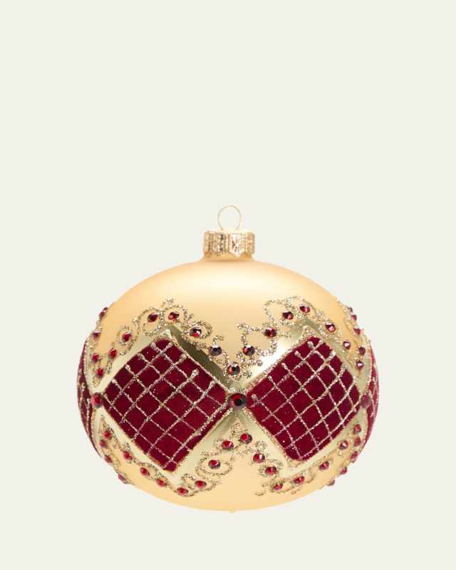 Gold & Red Elegant Deco Ball Christmas Ornament